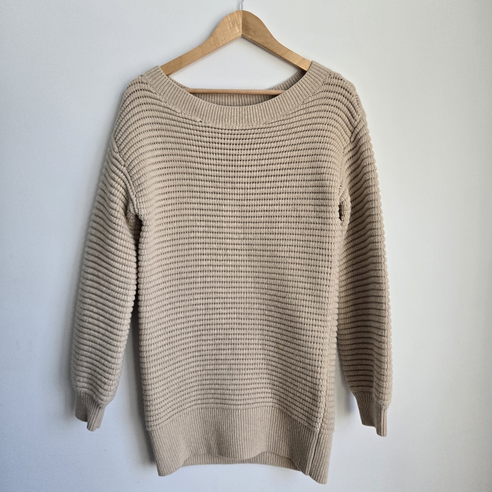 Weekend Stories Cozy Wool Blended Cream Tan Oversized Sweater Size XS